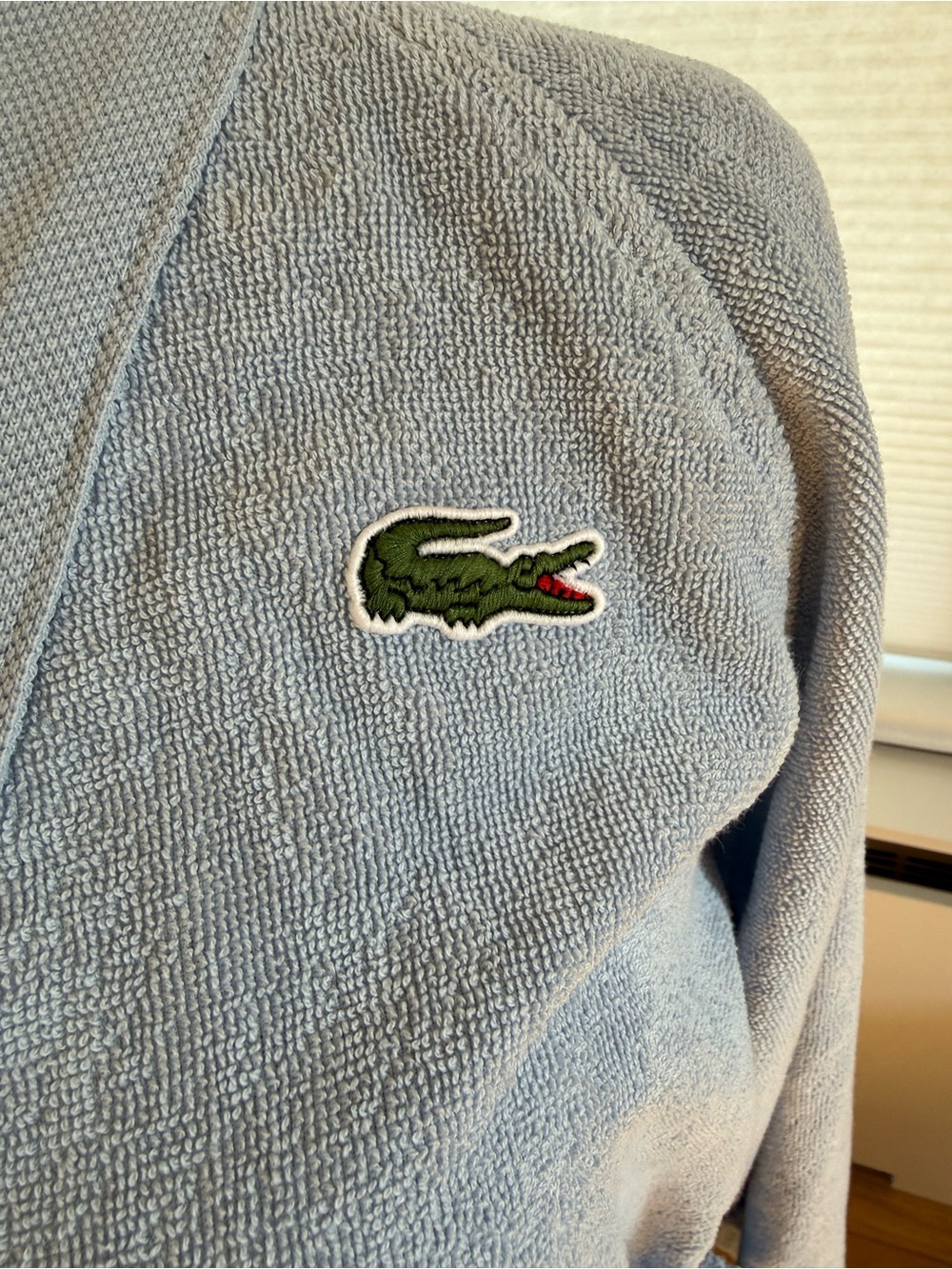 Lacoste Light Blue Terry Robe with Embroidered Crocodile - Picture 3 of 6